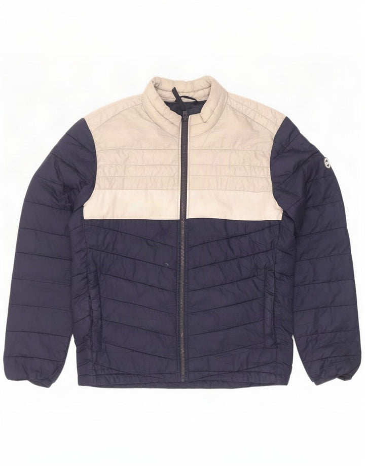 Męska ocieplana kurtka Jack & Jones UK 40, duża, granatowa, z poliestru w blokach kolorów