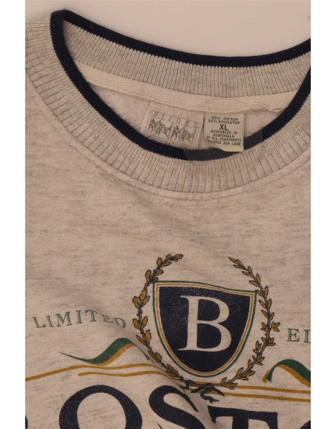 Męska bluza z grafiką Boston, sweter XL, szara bawełna