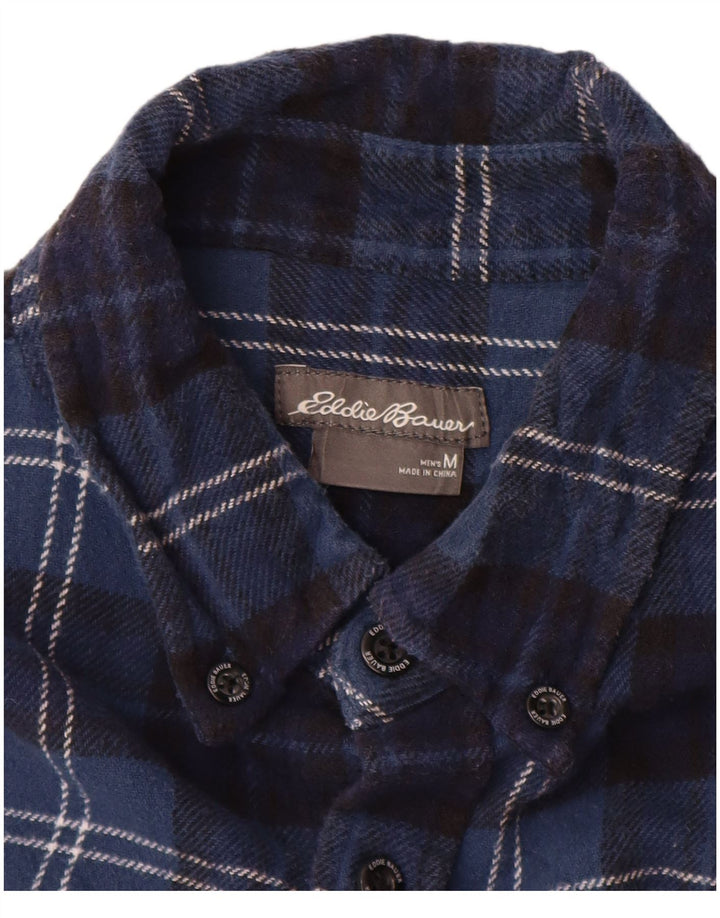 Koszula flanelowa męska Eddie Bauer, bawełniana, w średnią granatową kratkę