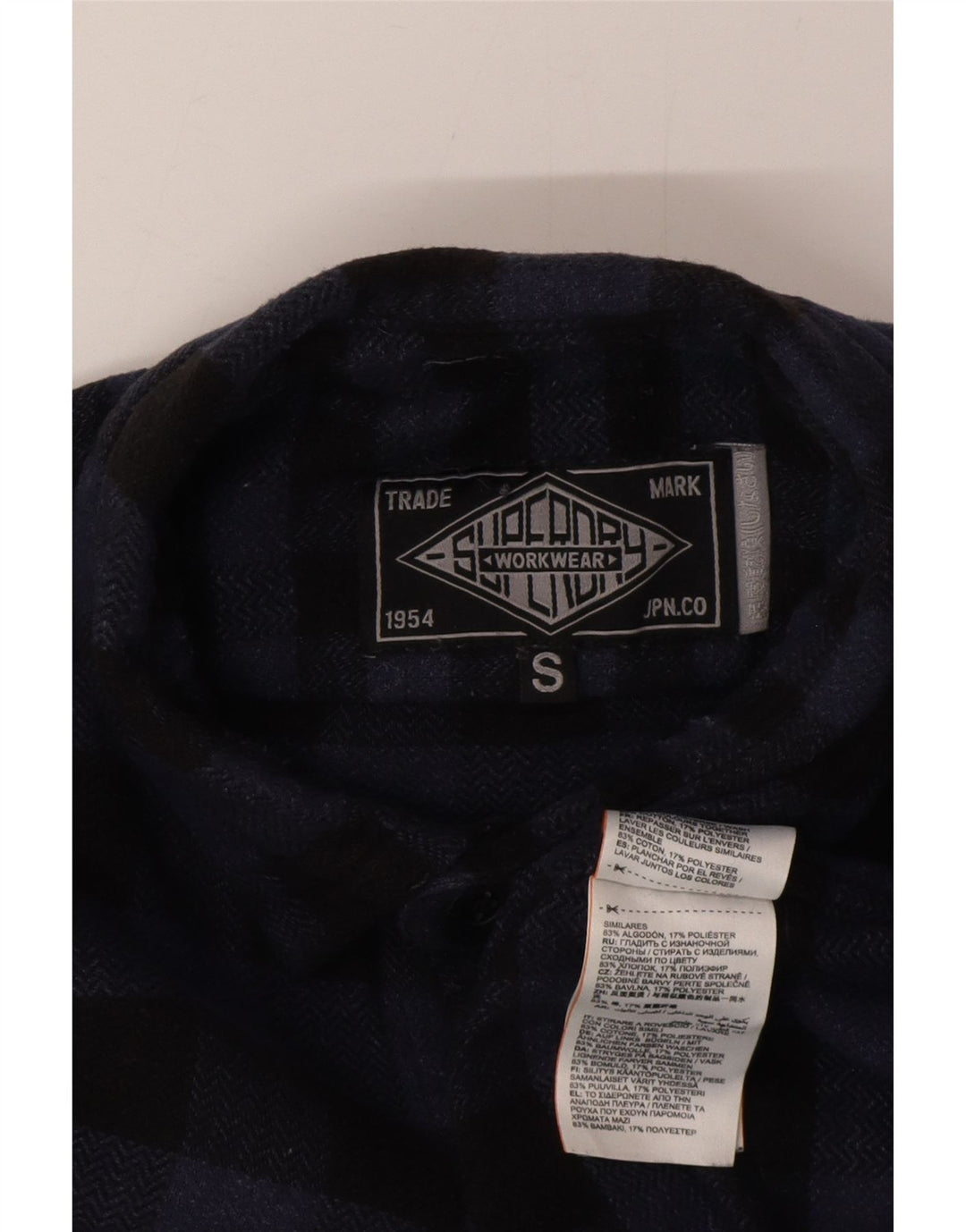 Męska koszula flanelowa Superdry, mała, granatowa, bawełniana w kratkę
