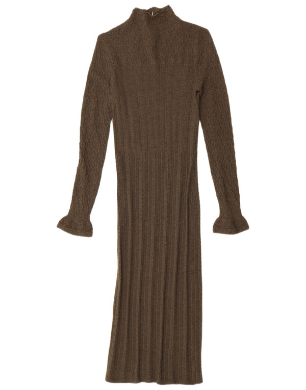 Damska sukienka maxi z długim rękawem Polo Ralph Lauren UK 6 XS, wełna khaki