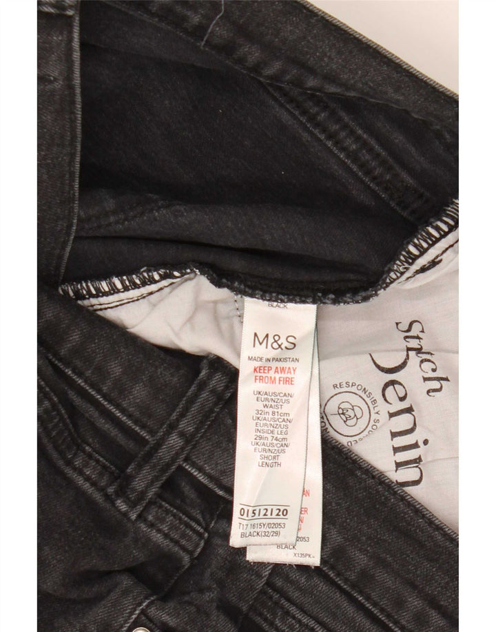 Marks & Spencer Męskie jeansy obcisłe W32 L29 Czarne bawełniane