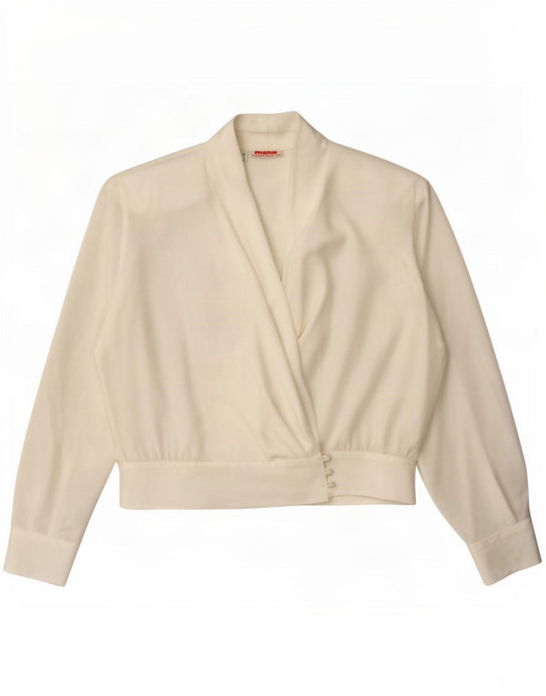 Damska bluzka koszulowa w stylu vintage IT 48 XL, biały poliester