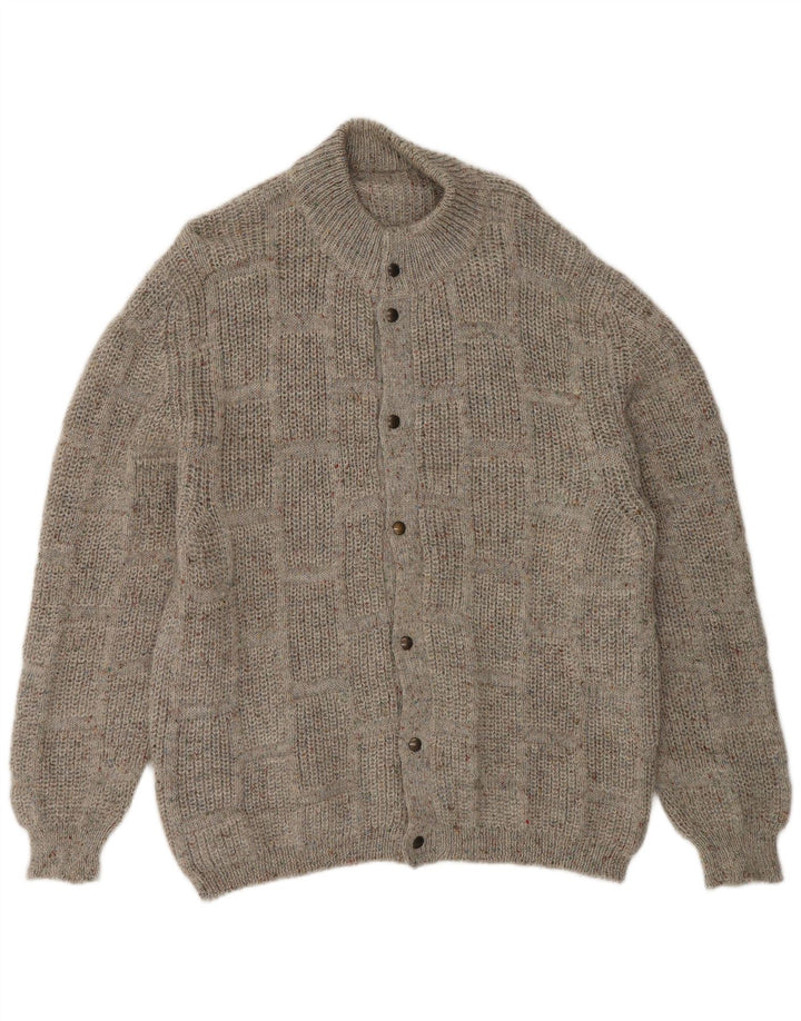 Vintage męski sweter rozpinany, duży, szary, nakrapiany