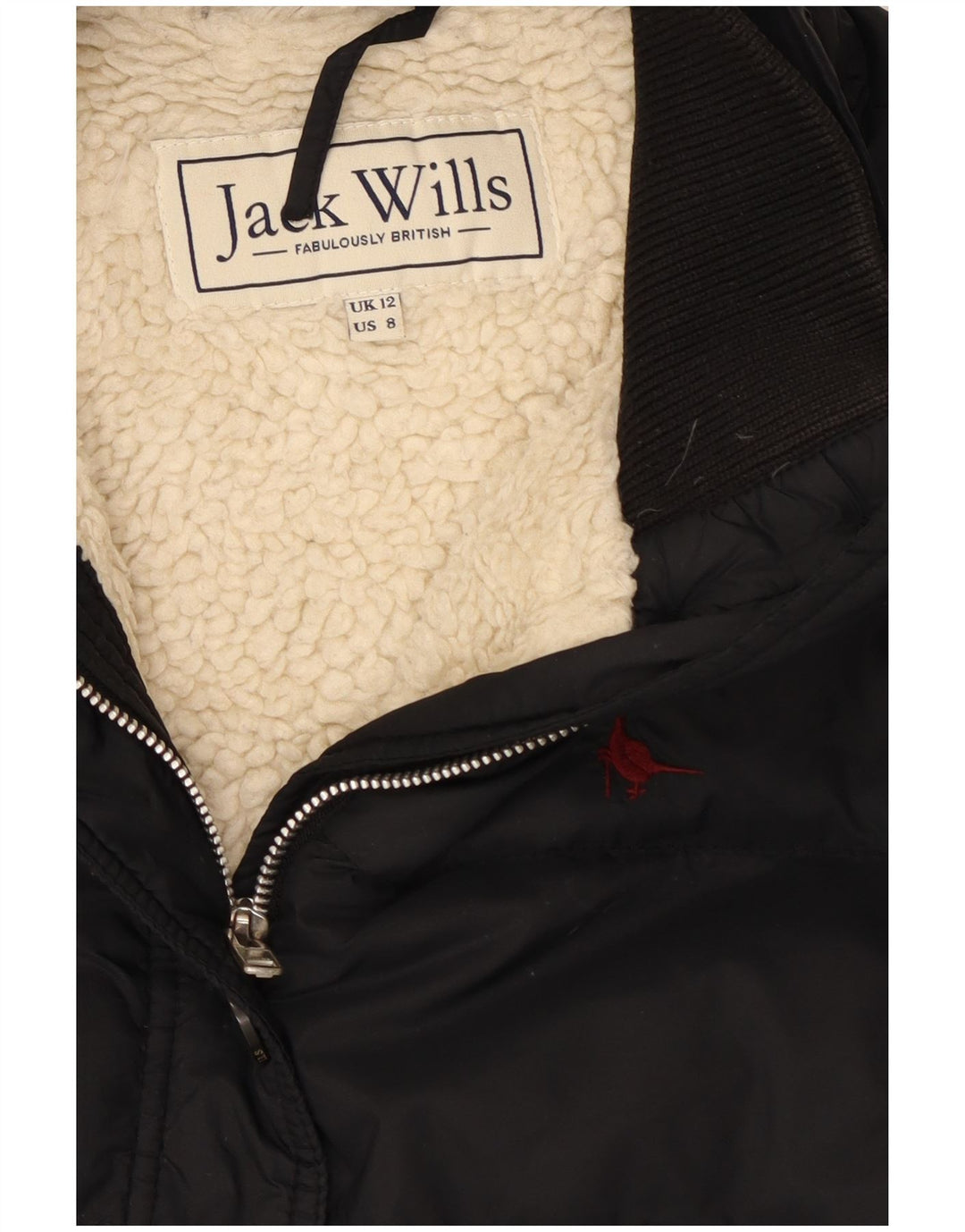 Kurtka damska Jack Wills Sherpa UK 12, średni czarny nylon