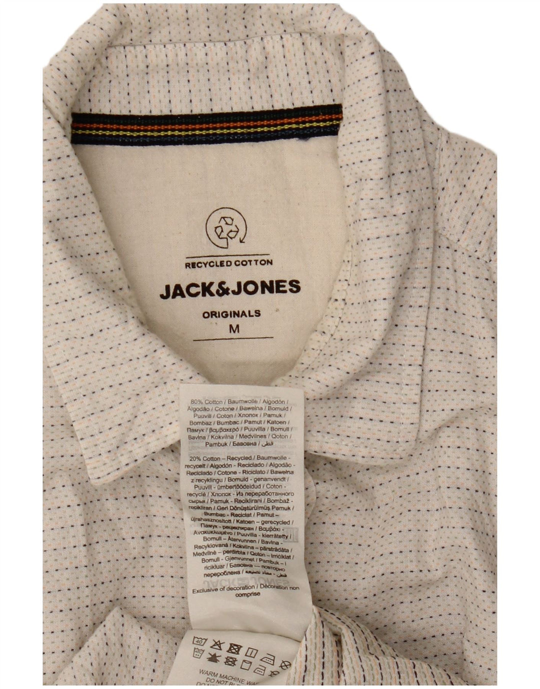 Męska koszula z krótkim rękawem Jack & Jones, bawełniana w kolorze złamanej bieli, w cętki