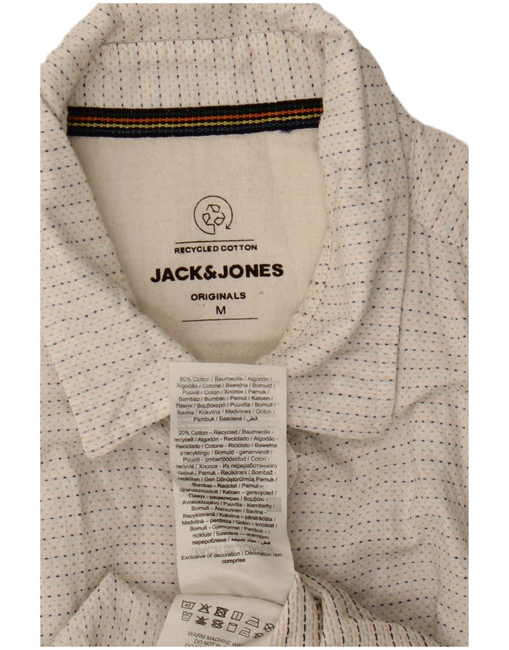Męska koszula z krótkim rękawem Jack & Jones, bawełniana w kolorze złamanej bieli, w cętki