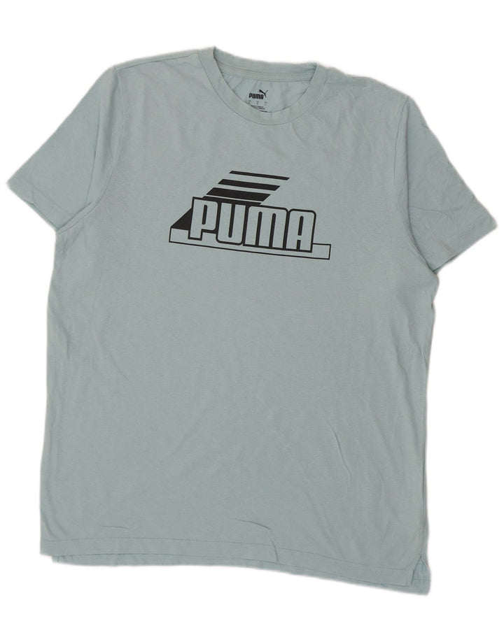Męski T-shirt Puma z grafiką, duży, turkusowy, bawełniany