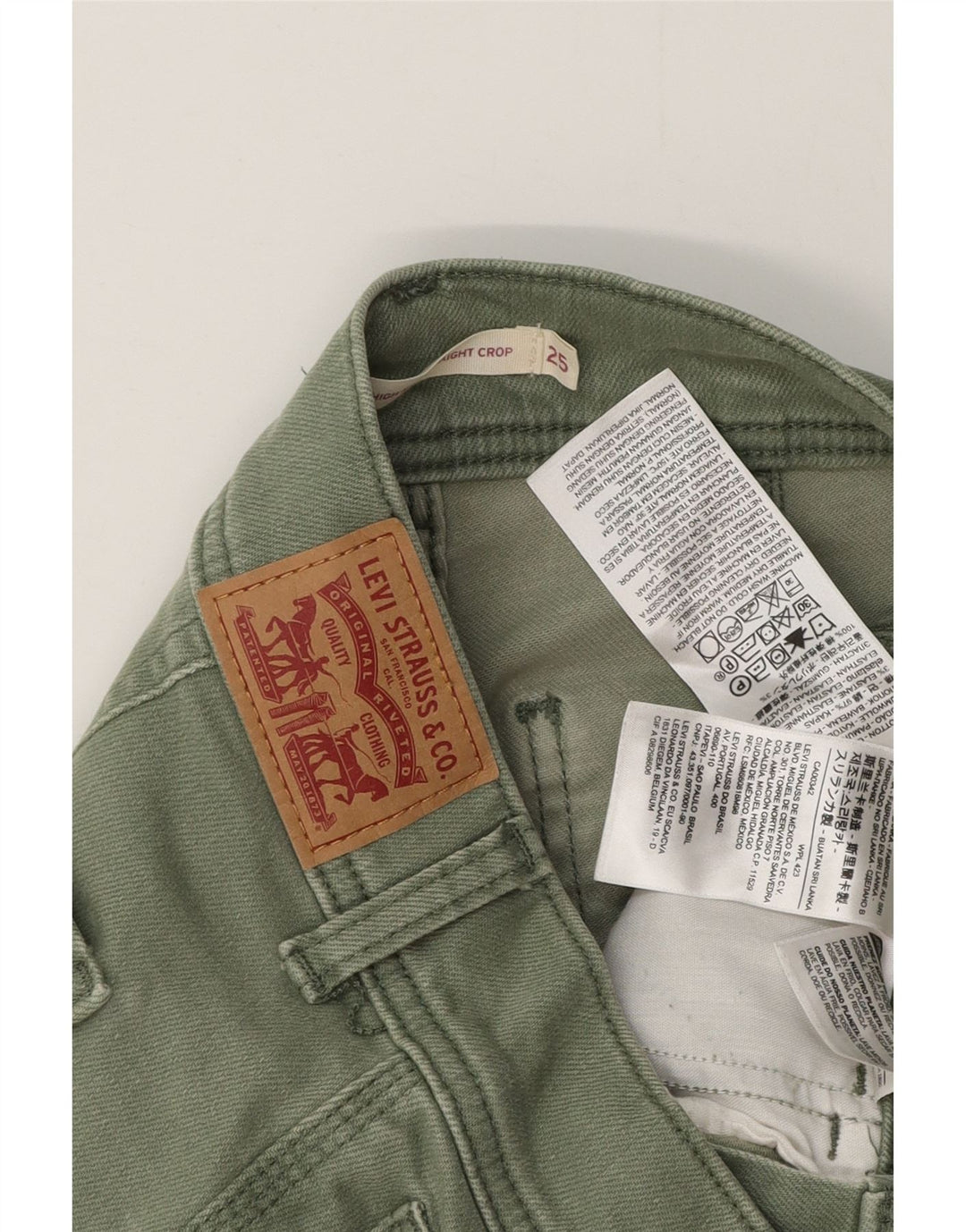 Damskie jeansy LEVI'S 724 Crop High Rise Straight W25 L25 Zielona bawełna
