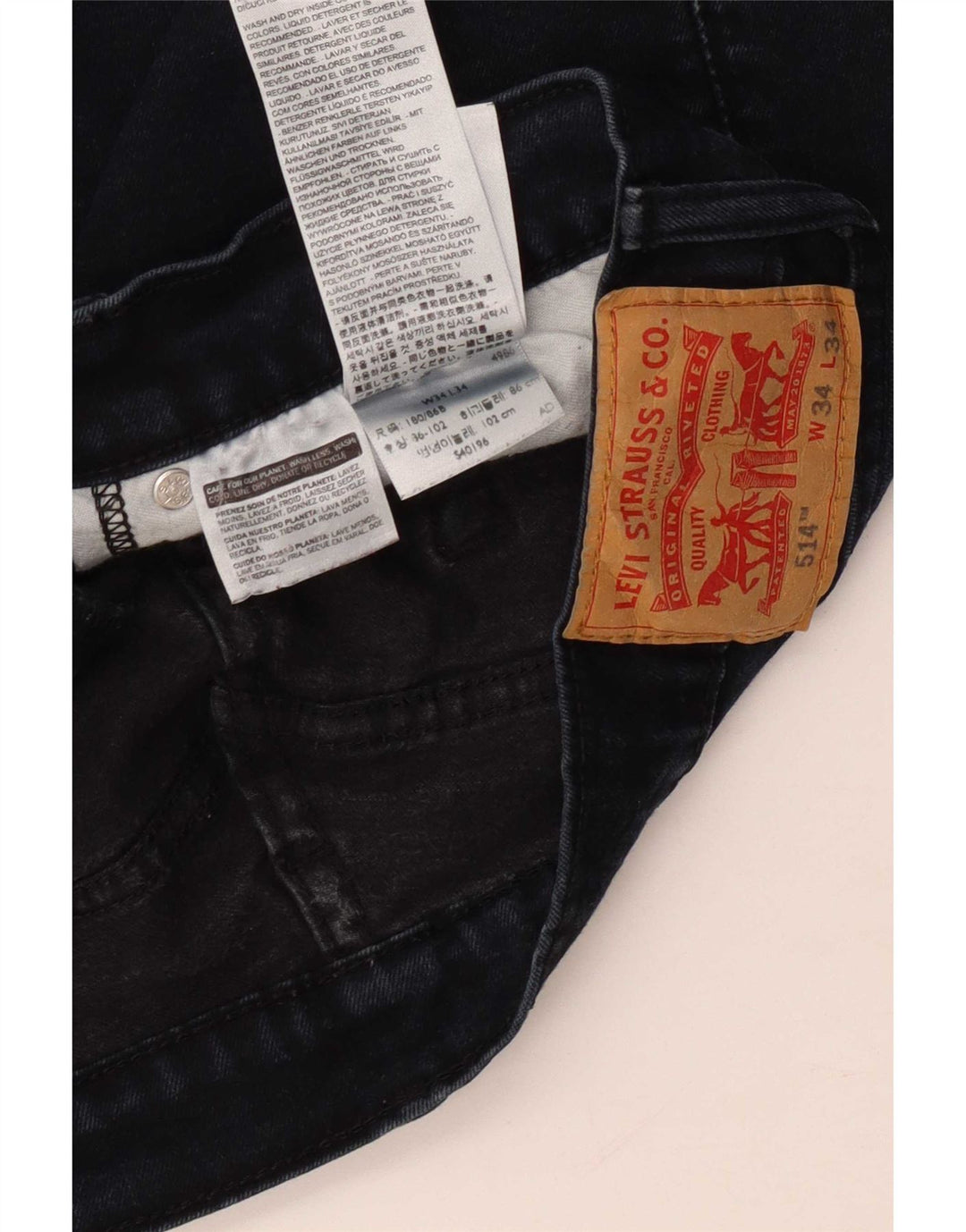 Męskie dżinsy Levi's 514 Straight W34 L34 Granatowa bawełna