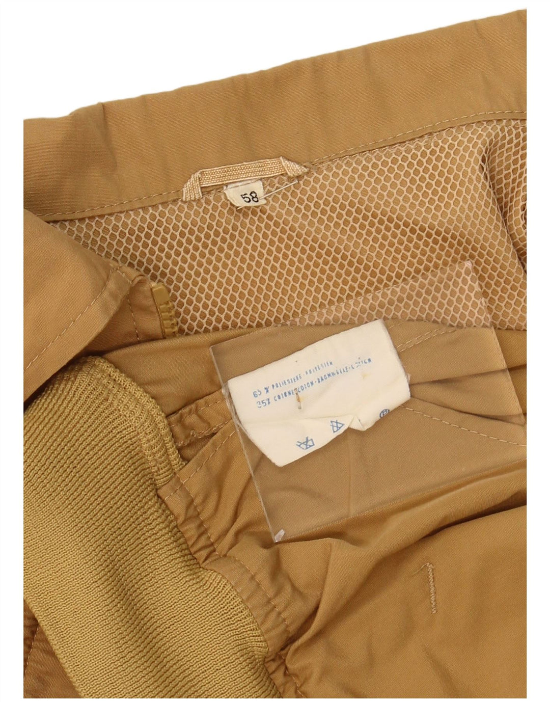 VINTAGE Womens Bomber Jacket IT 58 5XL Beige Polyester