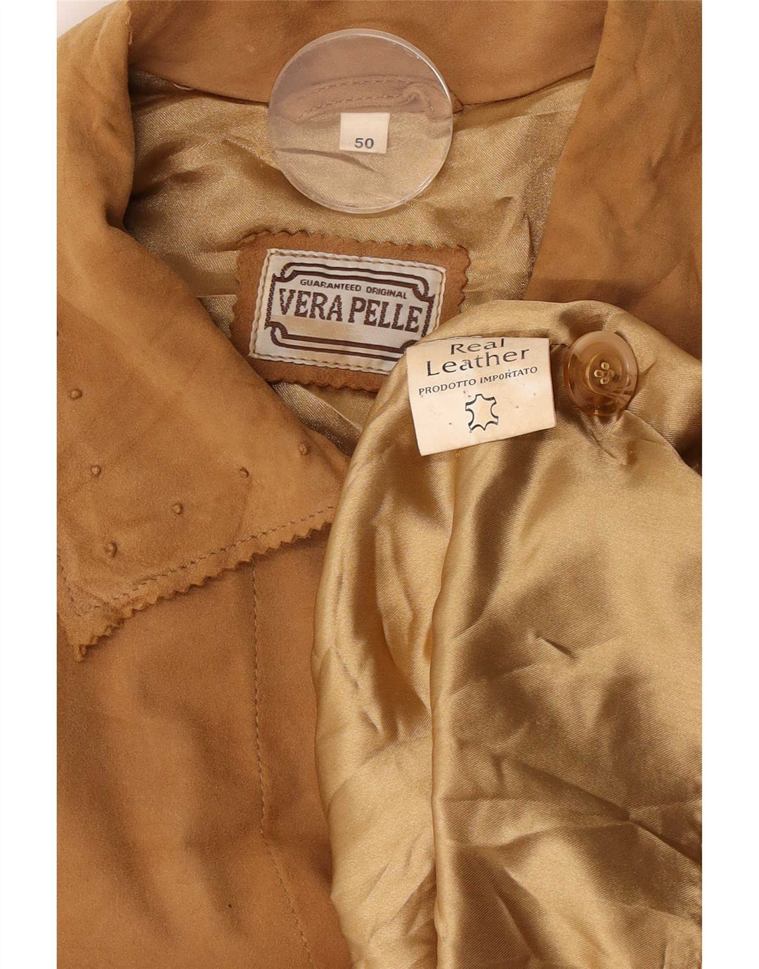 Vintage damski oversize'owy zamszowy płaszcz IT 50 XL w kolorze beżowym