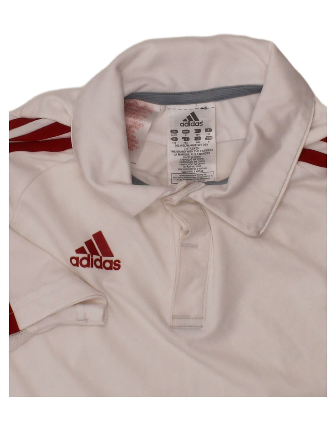 Chłopięca koszulka polo ADIDAS Climacool 9-10 lat, biała, poliestrowa