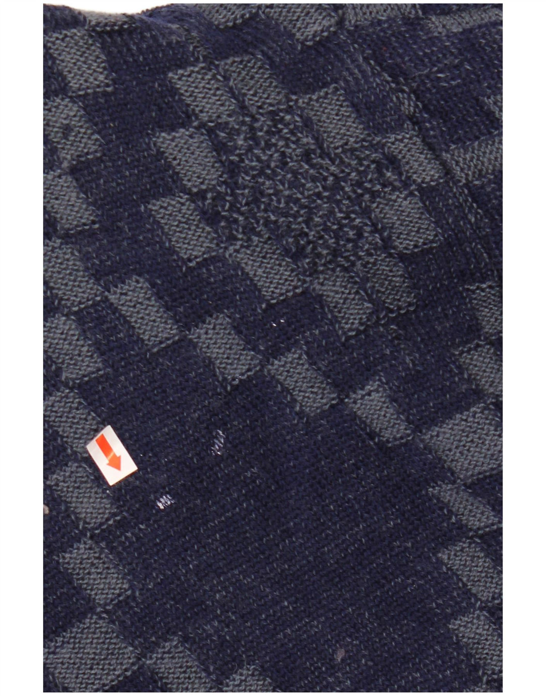 Męski sweter rozpinany VINTAGE, duży, granatowy, geometryczny, wiskoza