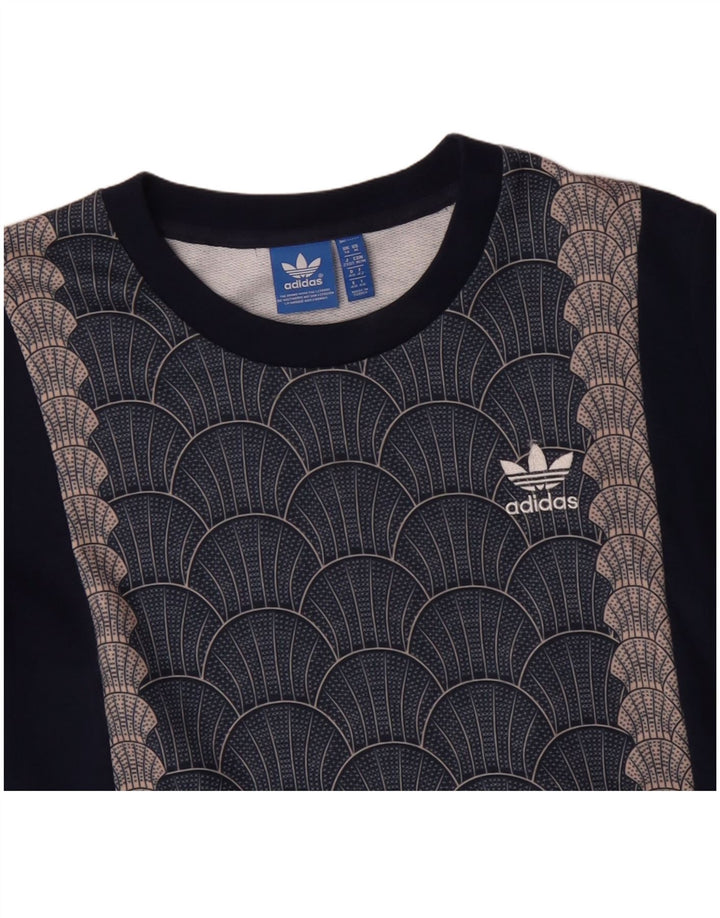 Damska bluza ADIDAS Graphic Jumper UK 14 Średni granatowy geometryczny