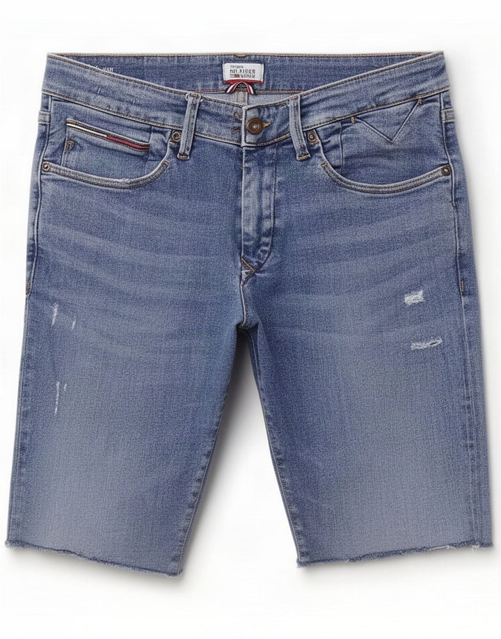 Tommy Hilfiger Męskie Scanton Distressed Denim Spodenki średnie W33 Niebieski