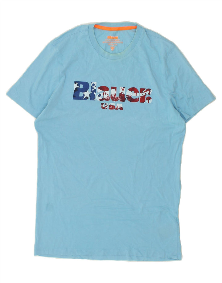BLAUER Womens Graphic T-Shirt Top UK 14 Large Blue Cotton Vintage Blauer and Second-Hand Blauer from Messina Hembry 