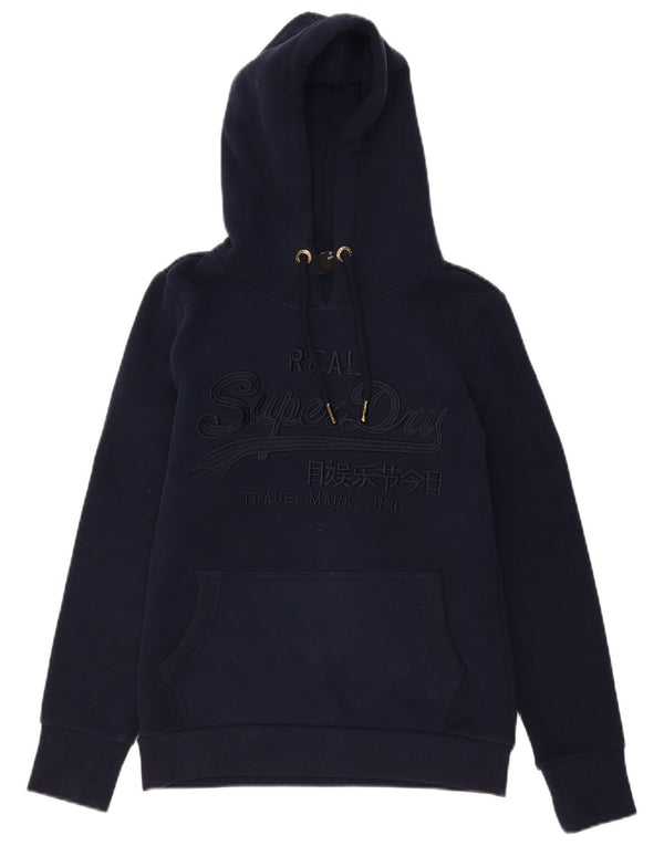 Damski sweter z kapturem i grafiką SUPERDRY UK 10, mały, granatowy, bawełniany