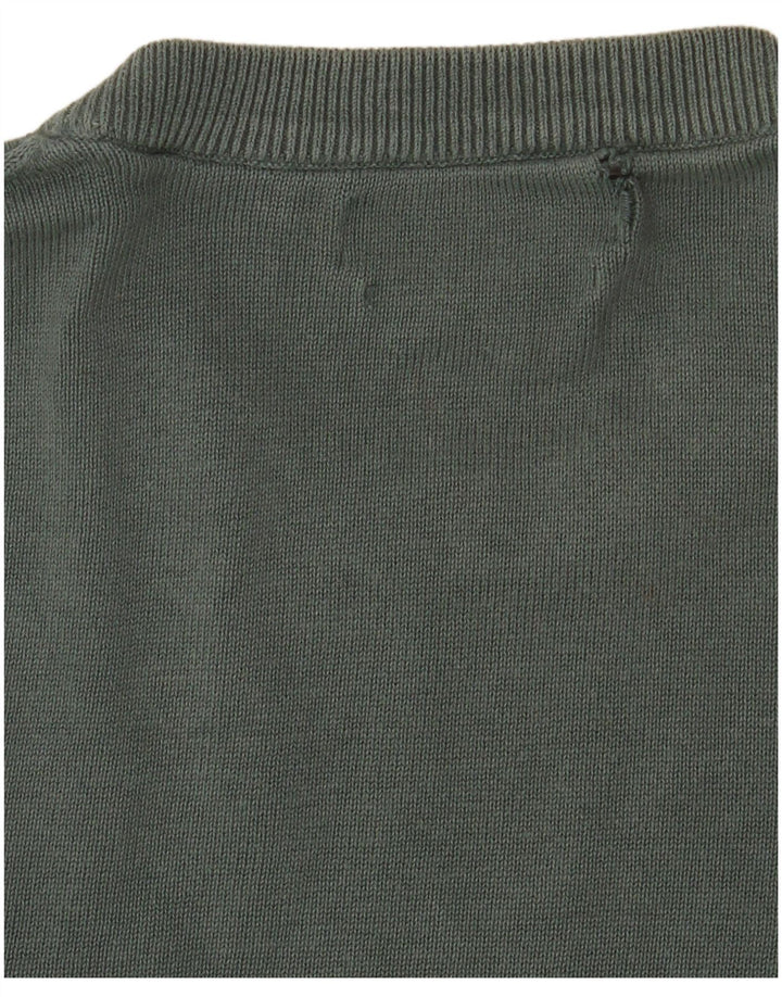 Marks & Spencer Męski sweter z okrągłym dekoltem, średniozielony, bawełniany