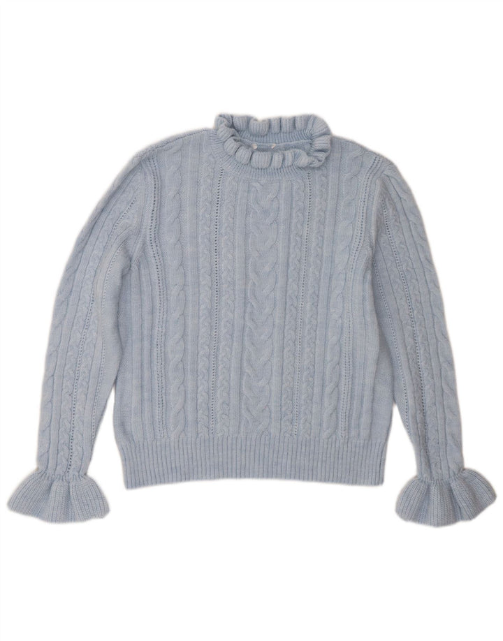 Sweter damski w stylu vintage z okrągłym dekoltem UK 16, duży niebieski