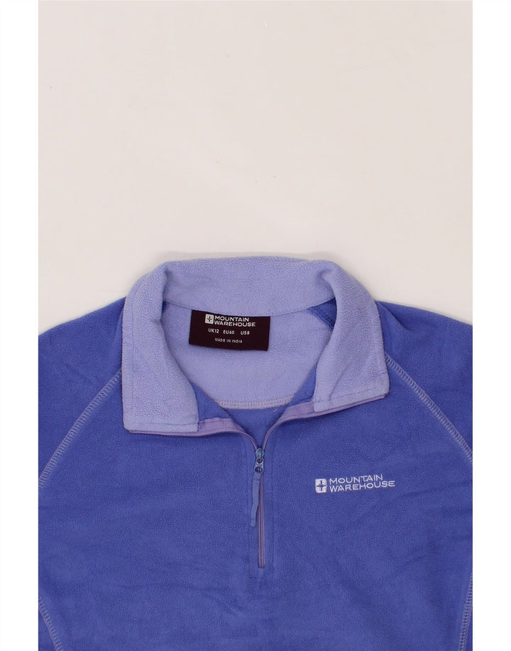 MOUNTAIN WAREHOUSE Womens Zip Neck Fleece Jumper UK 12 Medium Blue Vintage Mountain Warehouse and Second-Hand Mountain Warehouse from Messina Hembry 