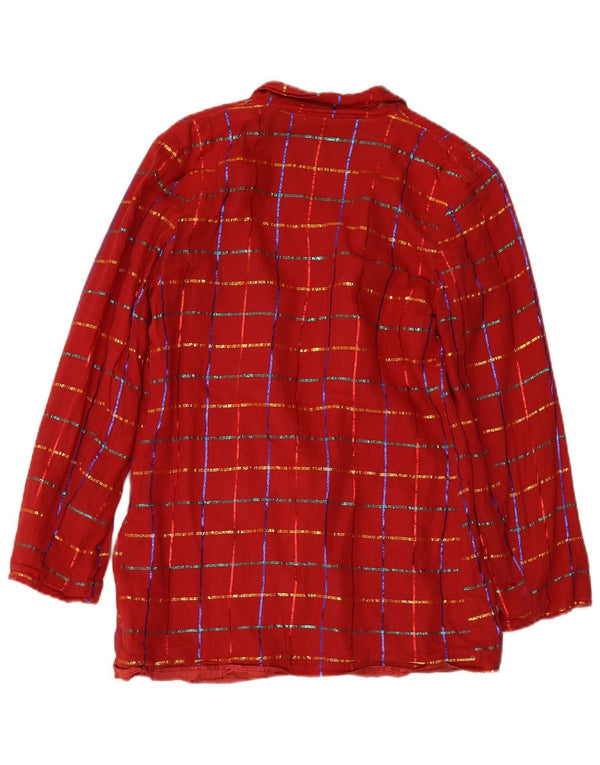 MONSOON Damska marynarka zapinana na 1 guzik UK 12, średnia, bordowa, bawełniana w kratkę