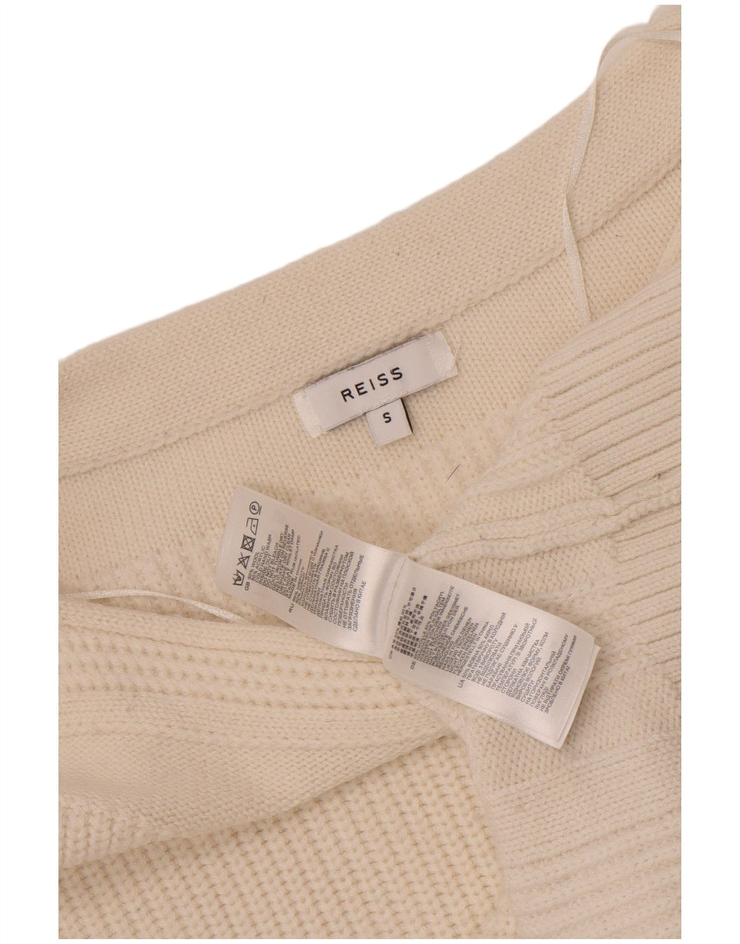 Damski sweter oversize Reiss z dekoltem w łódkę UK 10 Small White Wełna