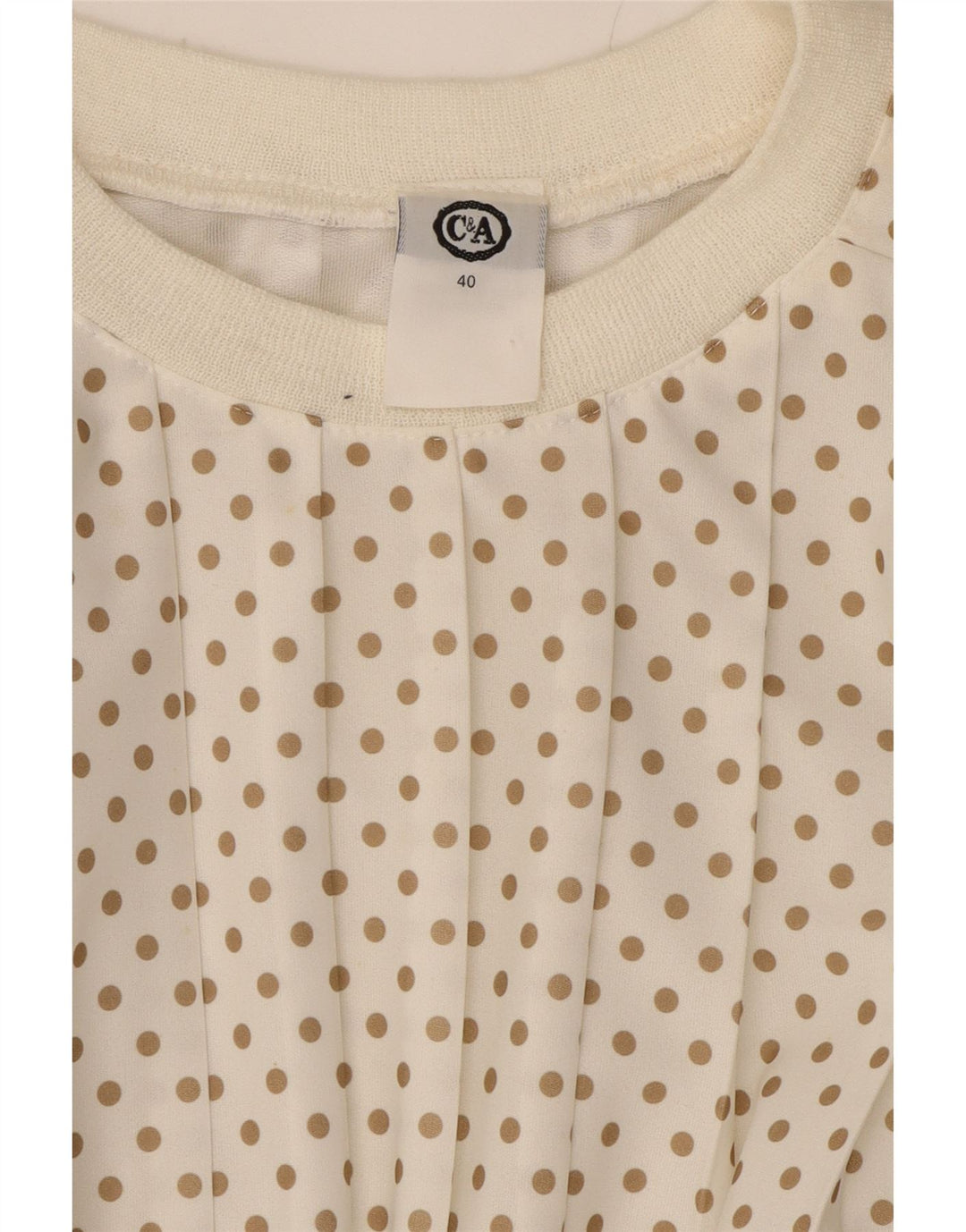 C&A Womens Sleeveless A-Line Dress EU 40 Medium White Polka Dot Polyester Vintage C&A and Second-Hand C&A from Messina Hembry 