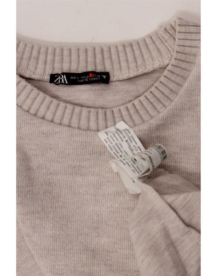 Damski krótki top Zara UK 16, duży, beżowy poliester