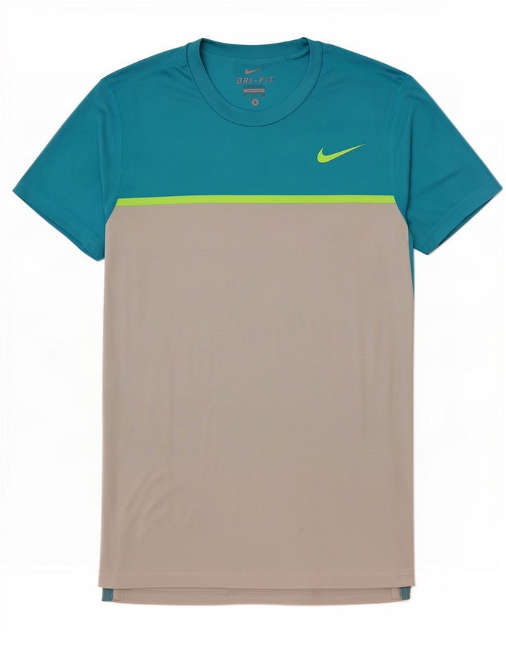 Męski T-shirt Nike Dri Fit Top, mały, niebieski, poliester z blokami kolorów