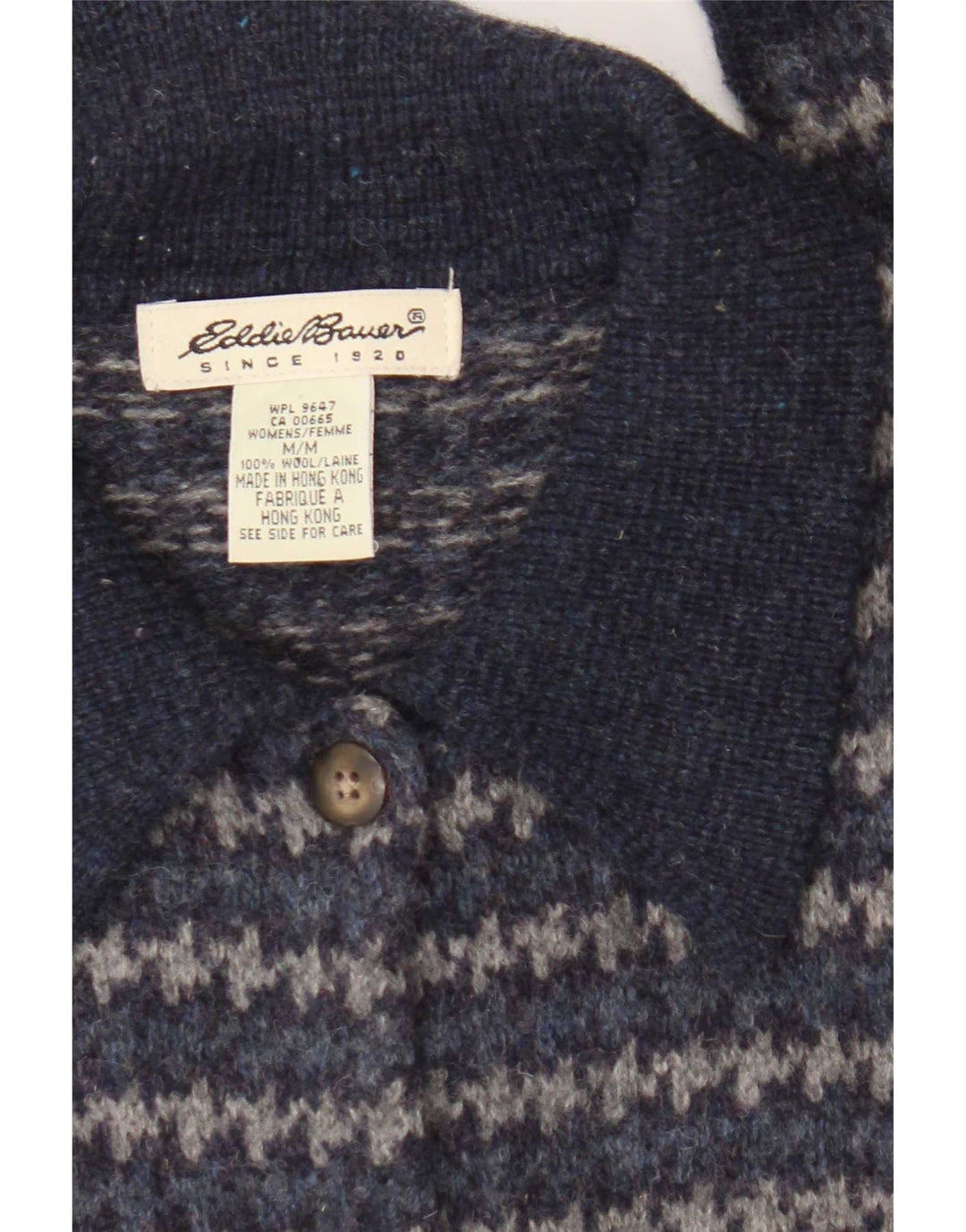 Sweter damski Eddie Bauer UK 14 Średni granatowy, wełniany w pepitkę
