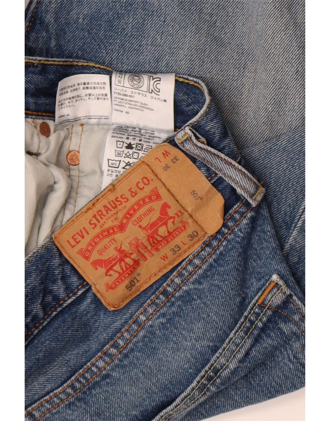 Męskie jeansy Levi's 501 Straight W33 L30 Niebieskie bawełniane