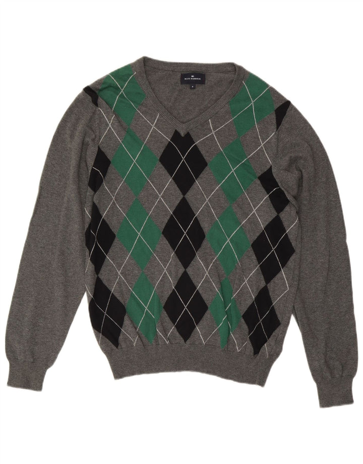 Męski sweter Marks & Spencer Blue Harbor z dekoltem w kształcie litery V, średnioszary