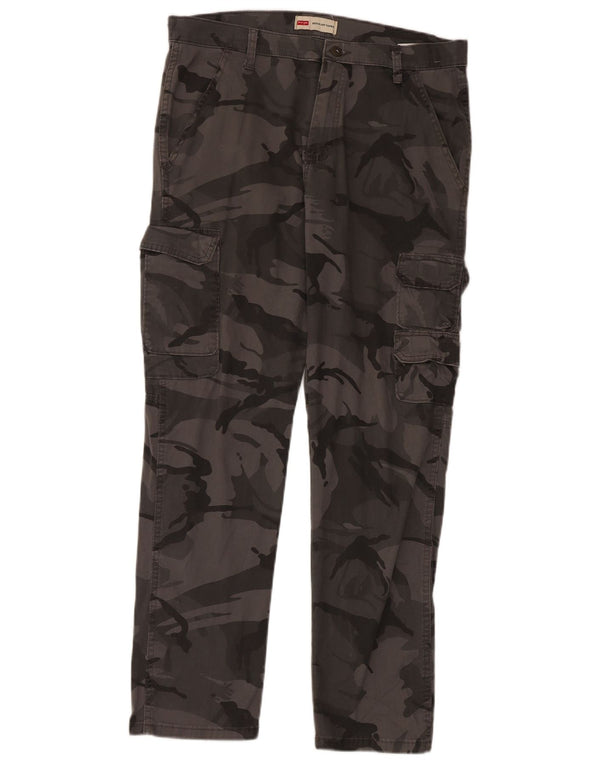 Męskie zwężane spodnie cargo WRANGLER W33 L30 w szarym kamuflażu