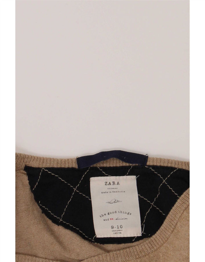 Sweter chłopięcy Zara z dekoltem w kształcie litery V, 9-10 lat, beżowy