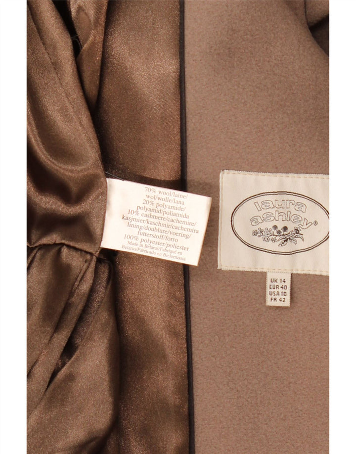 LAURA ASHLEY Womens Overcoat UK 14 Large Beige Wool