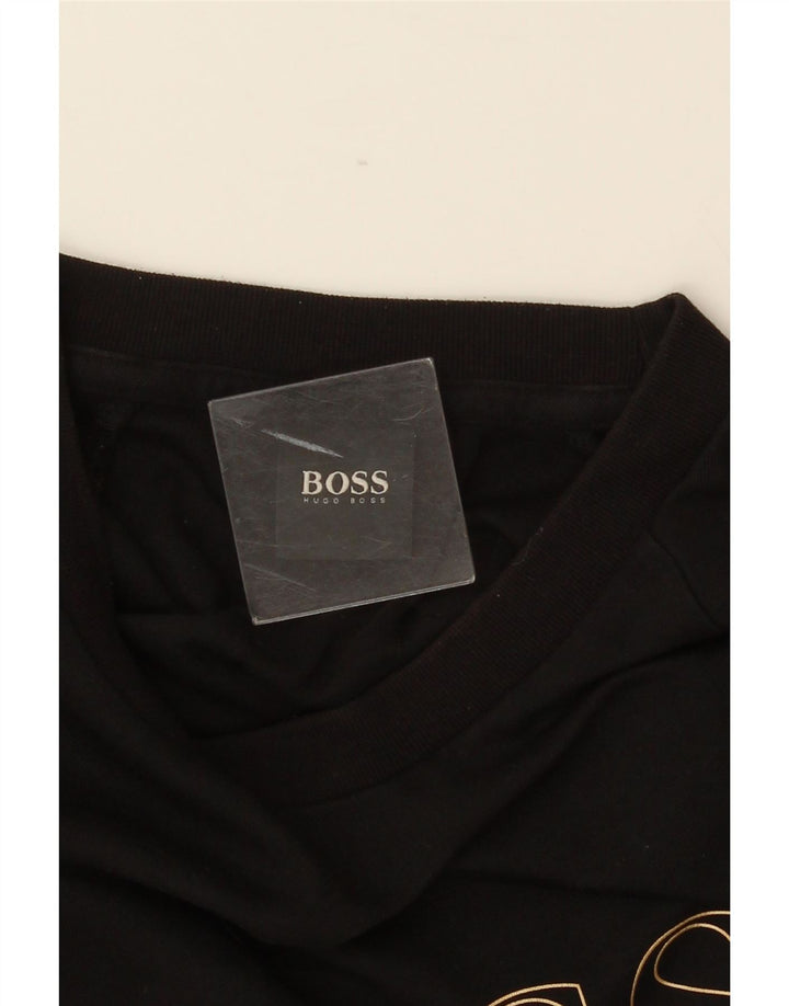 Męska bluza z grafiką HUGO BOSS, średnia czarna bawełna