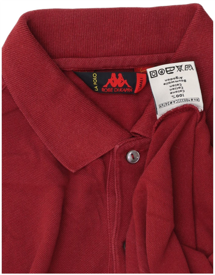 Męska koszulka polo Kappa, mała, bordowa, bawełniana