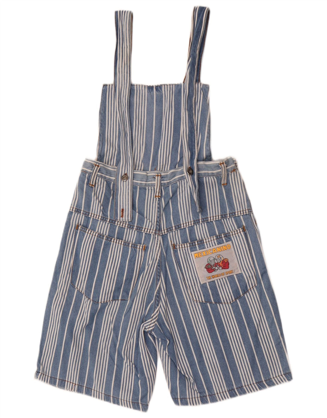Vintage damskie spodenki ogrodniczki W28 średnie niebieskie paski
