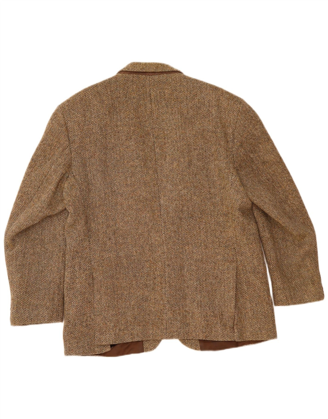 Męska marynarka zapinana na 2 guziki Harris Tweed UK 40 Duża brązowa wełna