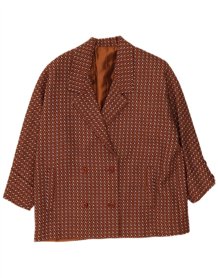 Vintage damska marynarka oversize UK 20 2XL brązowa geometryczna