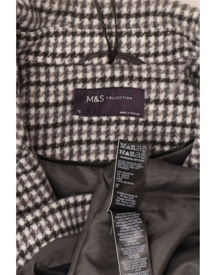 Marks & Spencer Damski płaszcz dwurzędowy UK 18 XL w szarą pepitkę
