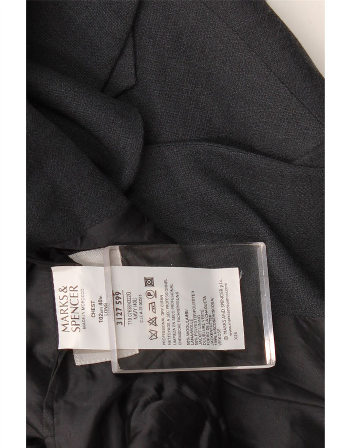 Marks & Spencer Męska marynarka zapinana na 2 guziki UK 40, duża, granatowa, wełniana