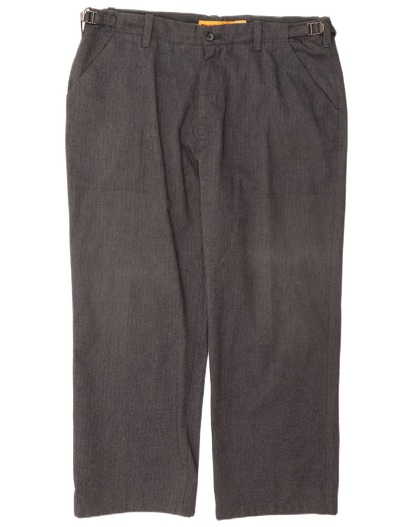 Męskie proste spodnie chino Timberland W40 L29 Szara bawełna w jodełkę