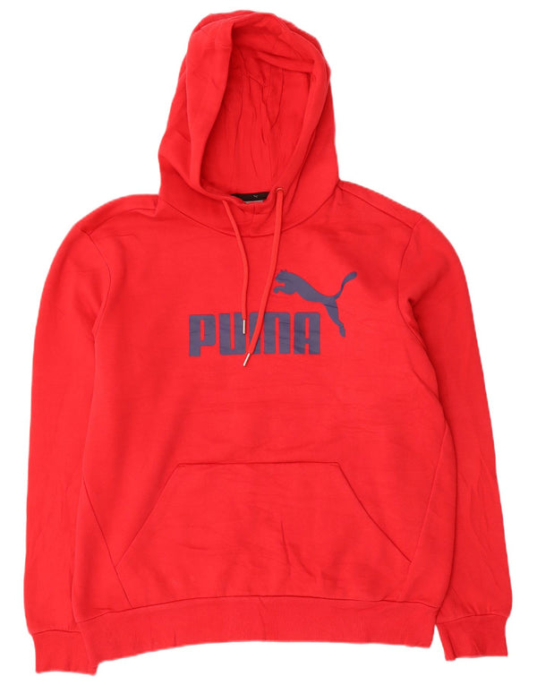 Męski sweter z kapturem Puma z grafiką, średnio czerwony, bawełniany
