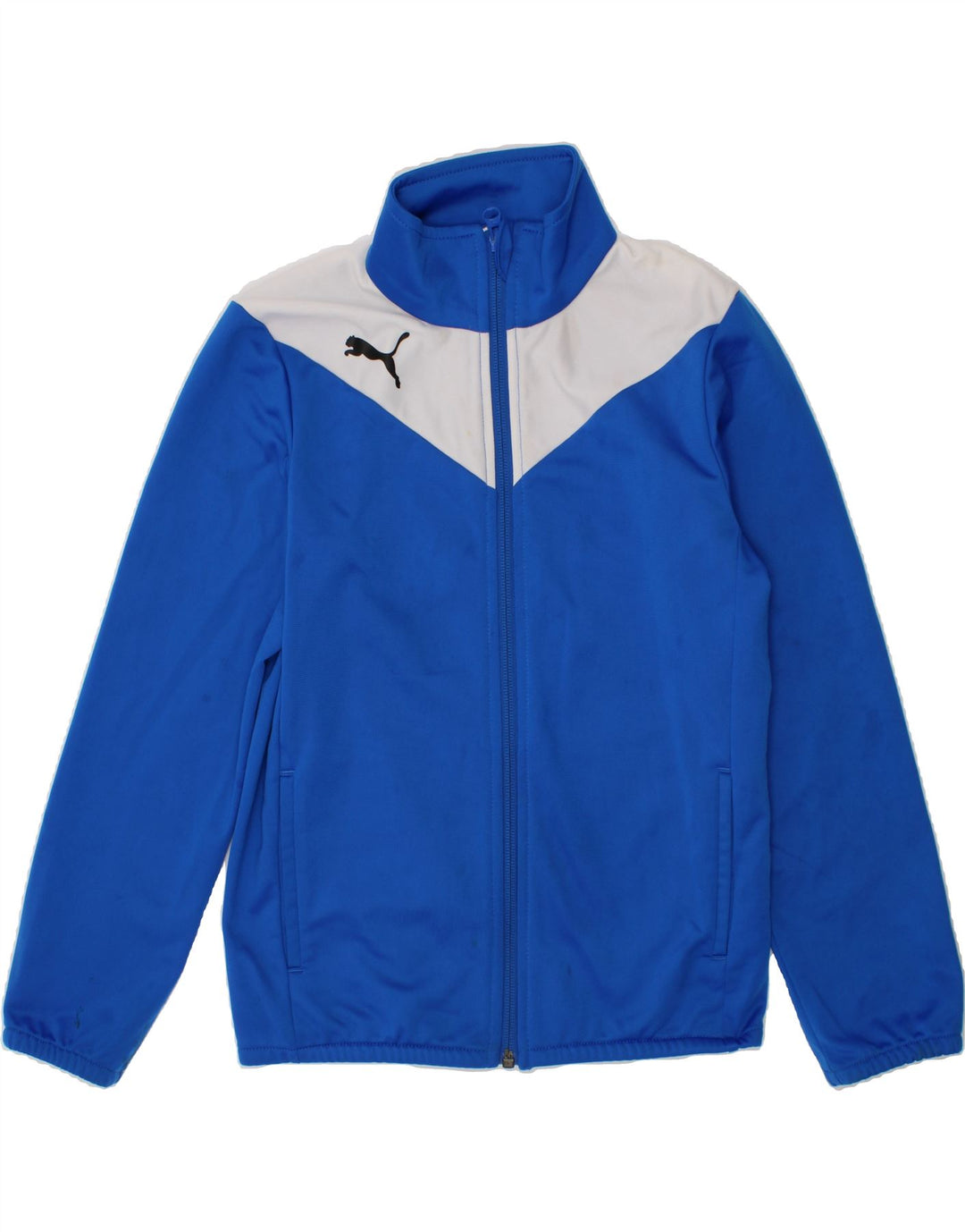 PUMA Boys Graphic Tracksuit Top Jacket 7-8 Years Blue Colourblock Vintage Puma and Second-Hand Puma from Messina Hembry 
