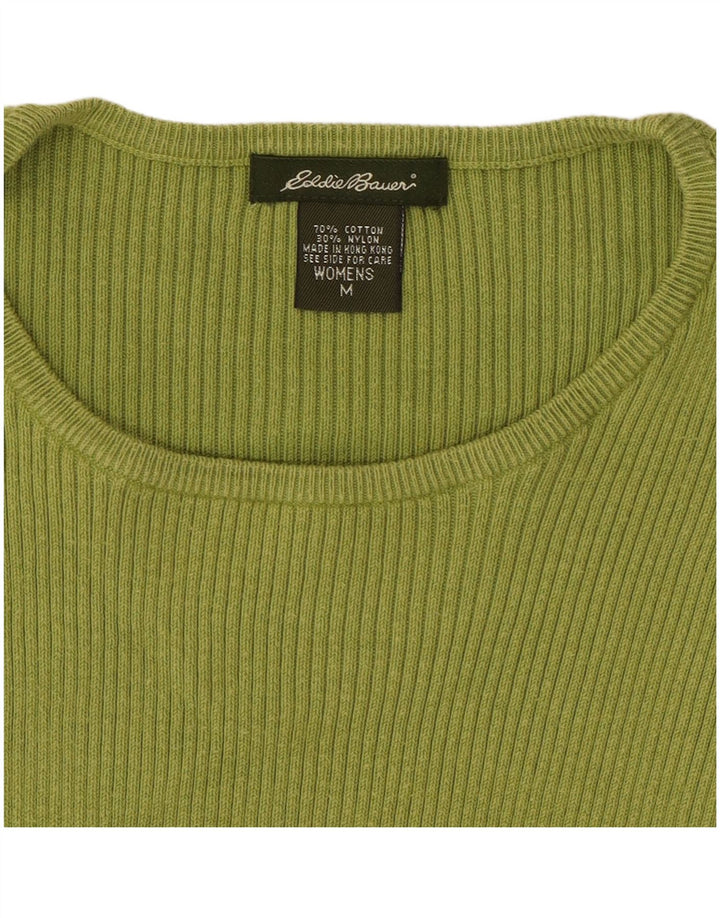 Damski krótki top Eddie Bauer z długim rękawem, UK 12, średnia zielona bawełna