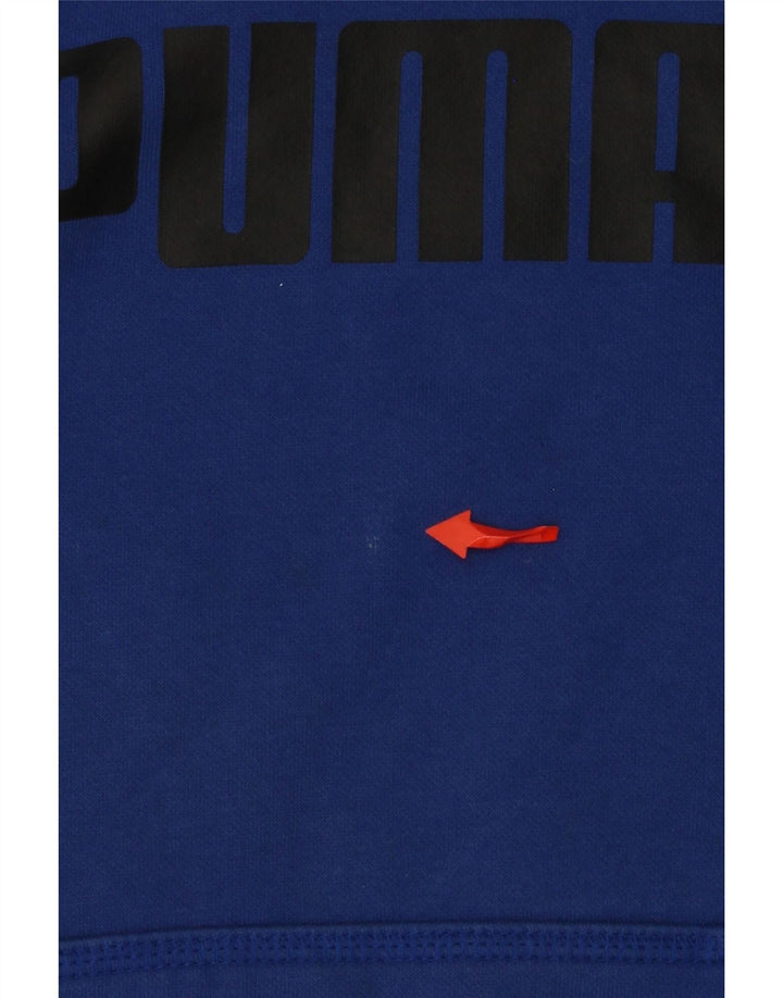 Męski sweter z kapturem i grafiką PUMA, mały, niebieski, bawełniany
