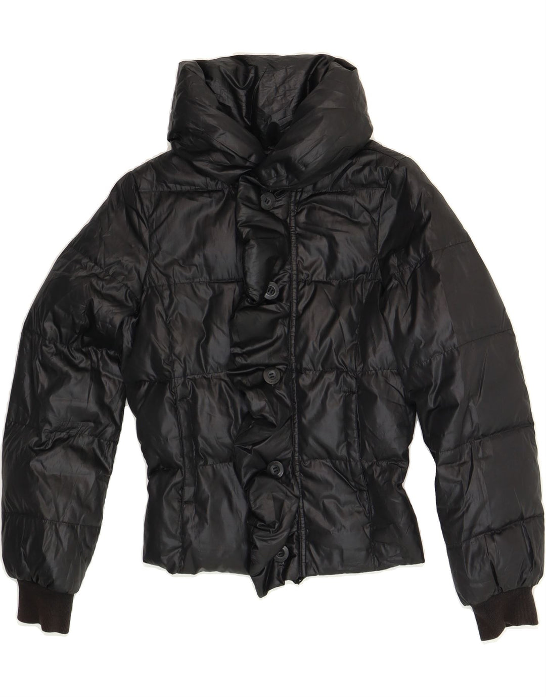 SISLEY Girls Padded Jacket 10-11 Years XL Black Polyester Vintage Sisley and Second-Hand Sisley from Messina Hembry 