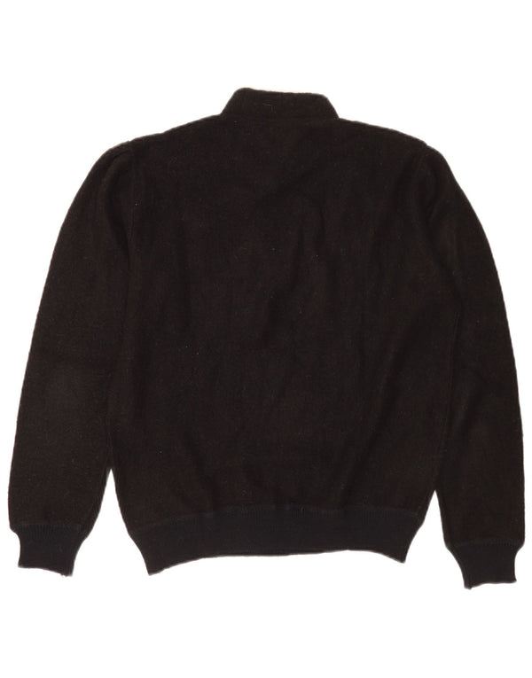 Sweter damski w stylu vintage z golfem UK 14, średni czarny w kwiaty